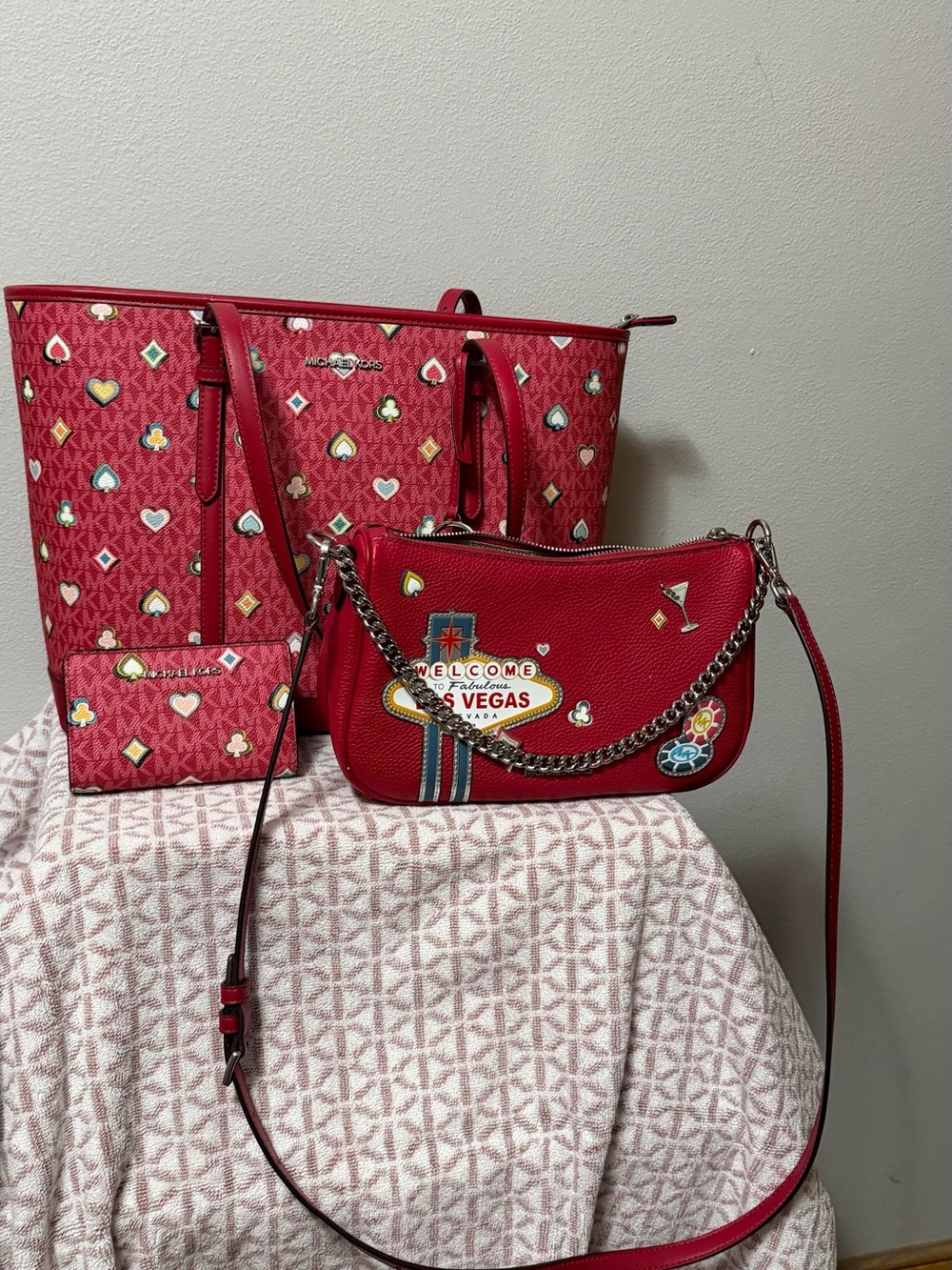 Michael Kors Raspberry Tote. Crossbody & wallet Set